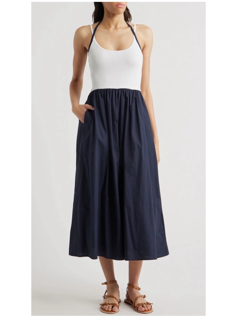 Women’s Navy Gathered Midi Dress